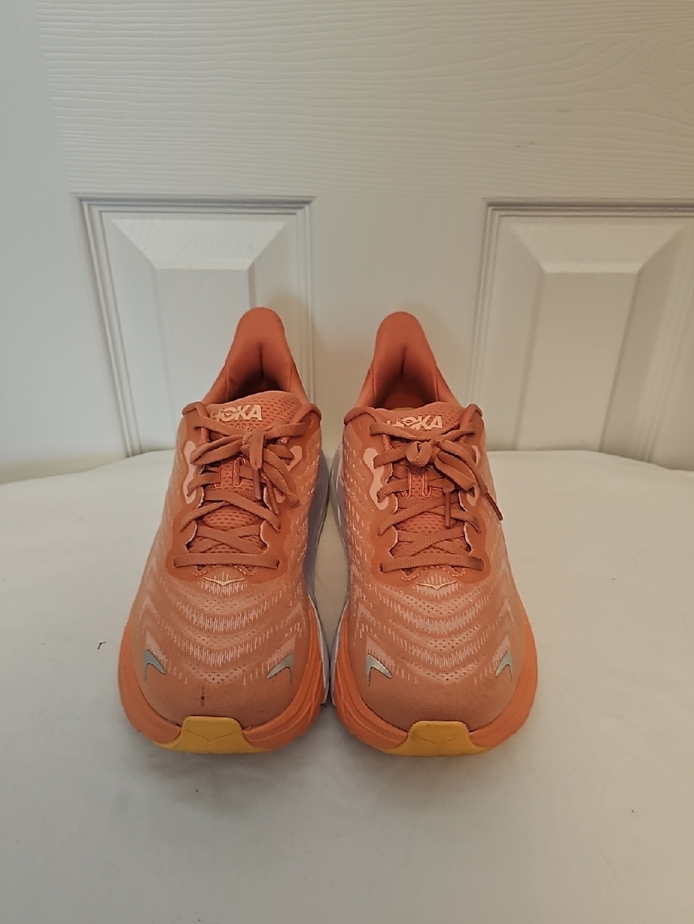 Hoka Coral Orange Lace-Up Running Sneakers